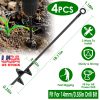 4 Pack Heavy Duty Ground Auger Stakes 2.76In Wide Spiral Drill Bits Soil Hole Digging Drill Shaft Farm Vegetable Flower Planting Earth Planter Digger