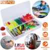 375Pcs Fishing Baits And Tackle Box Saltwater Freshwater Fishing Lures Kit Lifelike Popper Crankbaits Crickets Frogs Spoon Lures Maggots