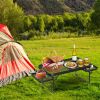 Foldable Camping Table Collapsible Picnic Aluminum Alloy Grill Stand 88Lbs Max Load Bbq Table With 2 Side Trays