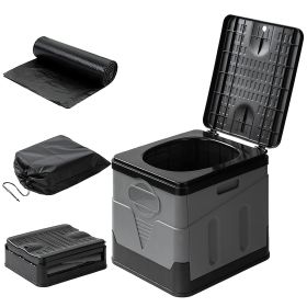 Portable Toilet For Car Camping Boating Hiking Outdoor Travel Potty With Carry Bag Foldable Emergency Toilet With Lid Trash Bags
