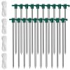 Tent Pegs Ropes Set 20Pcs 9.8In Heavy Duty Tent Stakes Nails Spike With 4X 9.8Ft Nylon Ropes Tent Pop Up Canopy Stakes