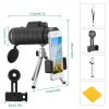 40X40 Hd Optical Monocular Telescope W/ Fmc Lens Low Light Vision Scope Phone Holder Tripod Compass For Bird Watching Hunting Camping Hiking Sport Eve