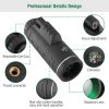 40X40 Hd Optical Monocular Telescope W/ Fmc Lens Low Light Vision Scope Phone Holder Tripod Compass For Bird Watching Hunting Camping Hiking Sport Eve