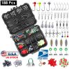 188Pcs Fishing Accessory Kit Portable Fishing Set Including Jig Hooks Sinker Weights Spoon Lure Removable Split Shot W/ Tackle Box