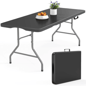 6 ft Rectangular Black Plastic Folding (Shipment from Walmart)