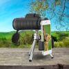 40X40 Hd Optical Monocular Telescope W/ Fmc Lens Low Light Vision Scope Phone Holder Tripod Compass For Bird Watching Hunting Camping Hiking Sport Eve