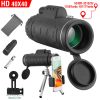 40X40 Hd Optical Monocular Telescope W/ Fmc Lens Low Light Vision Scope Phone Holder Tripod Compass For Bird Watching Hunting Camping Hiking Sport Eve