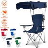 Foldable Beach Canopy Chair Sun Protection Camping Lawn Canopy Chair 330Lbs Load Folding Seat W/ Cup Holder For Beach Poolside Travel Picnic