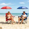 Camping Chair With Umbrella Lightweight Foldable Outdoor Chair With Cup Holder Detachable Sun Canopy Carrying Bag 330Lbs Max Load For Beach Picnic Tra