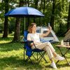 Camping Chair With Umbrella Lightweight Foldable Outdoor Chair With Cup Holder Detachable Sun Canopy Carrying Bag 330Lbs Max Load For Beach Picnic Tra