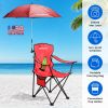 Camping Chair With Umbrella Lightweight Foldable Outdoor Chair With Cup Holder Detachable Sun Canopy Carrying Bag 330Lbs Max Load For Beach Picnic Tra