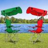 Foldable Beach Canopy Chair Sun Protection Camping Lawn Canopy Chair 330Lbs Load Folding Seat W/ Cup Holder For Beach Poolside Travel Picnic