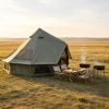 9.8Ft Oxford Bell Tent For Family Camping Spacious Yurt Tent With Stove Jack, 4 Season Glamping Shelter, Waterproof Oxford Hot Tent For 3-4 People