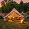13.1Ft Oxford Bell Tent For Family Camping Spacious Yurt Tent With Stove Jack, 4 Season Glamping Shelter, Waterproof Oxford Hot Tent For 4-8 People