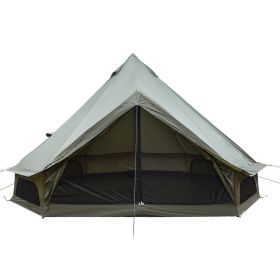 13.1Ft Oxford Bell Tent For Family Camping Spacious Yurt Tent With Stove Jack, 4 Season Glamping Shelter, Waterproof Oxford Hot Tent For 4-8 People (Color: DARKGREEN)