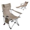 Reclining Camping Chair With Footrest 4-Position Adjustable Outdoor Folding Chair Heavy Duty Portable Camping Lounge Chair With Headrest Cup Holder &