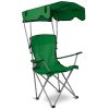 Foldable Beach Canopy Chair Sun Protection Camping Lawn Canopy Chair 330Lbs Load Folding Seat W/ Cup Holder For Beach Poolside Travel Picnic