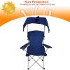 Foldable Beach Canopy Chair Sun Protection Camping Lawn Canopy Chair 330Lbs Load Folding Seat W/ Cup Holder For Beach Poolside Travel Picnic
