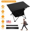 Foldable Camping Table With Storage Basket Rustproof Portable Aluminum Alloy Roll-Up Camping Table With Carrying Bag For Camping Hiking Bbq Picnic Fis