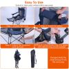 Foldable Camping Chair 330Lbs Load Heavy Duty Steel Lawn Chair Collapsible Chair With Reclining Backrest Angle Cup Holder Pillow Side Pocket Carry Bag