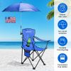 Camping Chair With Umbrella Lightweight Foldable Outdoor Chair With Cup Holder Detachable Sun Canopy Carrying Bag 330Lbs Max Load For Beach Picnic Tra