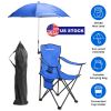 Camping Chair With Umbrella Lightweight Foldable Outdoor Chair With Cup Holder Detachable Sun Canopy Carrying Bag 330Lbs Max Load For Beach Picnic Tra