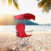Foldable Beach Canopy Chair Sun Protection Camping Lawn Canopy Chair 330Lbs Load Folding Seat W/ Cup Holder For Beach Poolside Travel Picnic