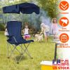 Foldable Beach Canopy Chair Sun Protection Camping Lawn Canopy Chair 330Lbs Load Folding Seat W/ Cup Holder For Beach Poolside Travel Picnic