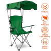 Foldable Beach Canopy Chair Sun Protection Camping Lawn Canopy Chair 330Lbs Load Folding Seat W/ Cup Holder For Beach Poolside Travel Picnic