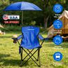 Camping Chair With Umbrella Lightweight Foldable Outdoor Chair With Cup Holder Detachable Sun Canopy Carrying Bag 330Lbs Max Load For Beach Picnic Tra