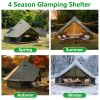 9.8Ft Oxford Bell Tent For Family Camping Spacious Yurt Tent With Stove Jack, 4 Season Glamping Shelter, Waterproof Oxford Hot Tent For 3-4 People
