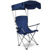 Foldable Beach Canopy Chair Sun Protection Camping Lawn Canopy Chair 330Lbs Load Folding Seat W/ Cup Holder For Beach Poolside Travel Picnic