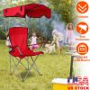 Foldable Beach Canopy Chair Sun Protection Camping Lawn Canopy Chair 330Lbs Load Folding Seat W/ Cup Holder For Beach Poolside Travel Picnic