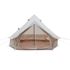 9.8Ft Oxford Bell Tent For Family Camping Spacious Yurt Tent With Stove Jack, 4 Season Glamping Shelter, Waterproof Oxford Hot Tent For 3-4 People (Color: BEIGE)