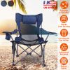Foldable Camping Chair 330Lbs Load Heavy Duty Steel Lawn Chair Collapsible Chair With Reclining Backrest Angle Cup Holder Pillow Side Pocket Carry Bag