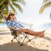 Reclining Camping Chair With Footrest 4-Position Adjustable Outdoor Folding Chair Heavy Duty Portable Camping Lounge Chair With Headrest Cup Holder &