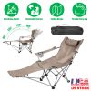 Reclining Camping Chair With Footrest 4-Position Adjustable Outdoor Folding Chair Heavy Duty Portable Camping Lounge Chair With Headrest Cup Holder &