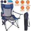 Foldable Camping Chair 330Lbs Load Heavy Duty Steel Lawn Chair Collapsible Chair With Reclining Backrest Angle Cup Holder Pillow Side Pocket Carry Bag