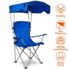 Foldable Beach Canopy Chair Sun Protection Camping Lawn Canopy Chair 330Lbs Load Folding Seat W/ Cup Holder For Beach Poolside Travel Picnic