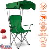 Foldable Beach Canopy Chair Sun Protection Camping Lawn Canopy Chair 330Lbs Load Folding Seat W/ Cup Holder For Beach Poolside Travel Picnic