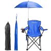Camping Chair With Umbrella Lightweight Foldable Outdoor Chair With Cup Holder Detachable Sun Canopy Carrying Bag 330Lbs Max Load For Beach Picnic Tra