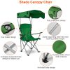 Foldable Beach Canopy Chair Sun Protection Camping Lawn Canopy Chair 330Lbs Load Folding Seat W/ Cup Holder For Beach Poolside Travel Picnic