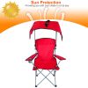Foldable Beach Canopy Chair Sun Protection Camping Lawn Canopy Chair 330Lbs Load Folding Seat W/ Cup Holder For Beach Poolside Travel Picnic