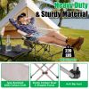 Reclining Camping Chair With Footrest 4-Position Adjustable Outdoor Folding Chair Heavy Duty Portable Camping Lounge Chair With Headrest Cup Holder &