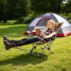 Reclining Camping Chair With Footrest 4-Position Adjustable Outdoor Folding Chair Heavy Duty Portable Camping Lounge Chair With Headrest Cup Holder &
