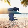 Foldable Beach Canopy Chair Sun Protection Camping Lawn Canopy Chair 330Lbs Load Folding Seat W/ Cup Holder For Beach Poolside Travel Picnic