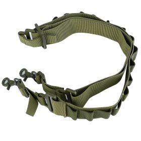Tactical Shotgun Sling 2 Point Gun Sling Adjustable Shoulder Strap Rifle Shotgun Belts W/ 15-Shell Holders (Color: Green)