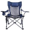 Foldable Camping Chair 330Lbs Load Heavy Duty Steel Lawn Chair Collapsible Chair With Reclining Backrest Angle Cup Holder Pillow Side Pocket Carry Bag