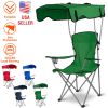 Foldable Beach Canopy Chair Sun Protection Camping Lawn Canopy Chair 330Lbs Load Folding Seat W/ Cup Holder For Beach Poolside Travel Picnic