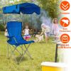 Foldable Beach Canopy Chair Sun Protection Camping Lawn Canopy Chair 330Lbs Load Folding Seat W/ Cup Holder For Beach Poolside Travel Picnic